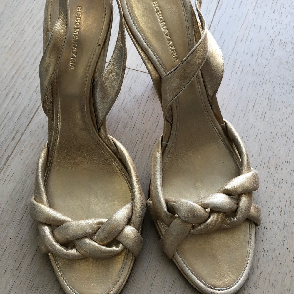 Metallic high heel sandals